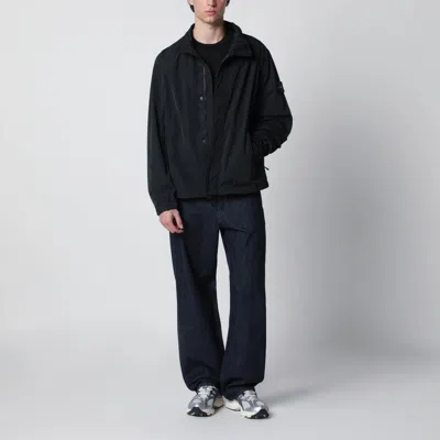 Stone Island Nylon Jacket High Collar Elastic Cuffs In Black