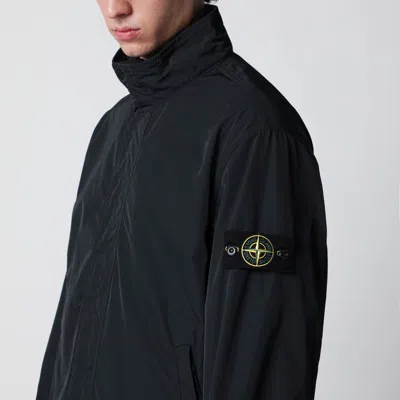 Stone Island Nylon Jacket High Collar Elastic Cuffs In Black