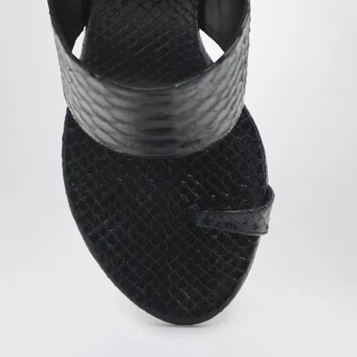 Paris Texas Lidia Python-effect Black Leather Thong Mule In Multi