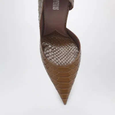 Paris Texas Vera 105 Coffee-colored Leather Pumps With Python-effect In Brown