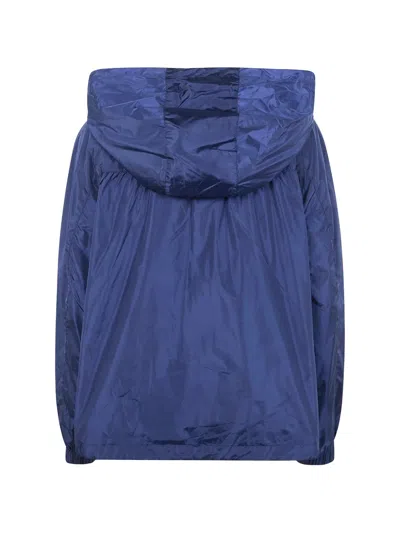 Semicouture Nylon Hooded Jacket Elastic Cuffs Design In Blue