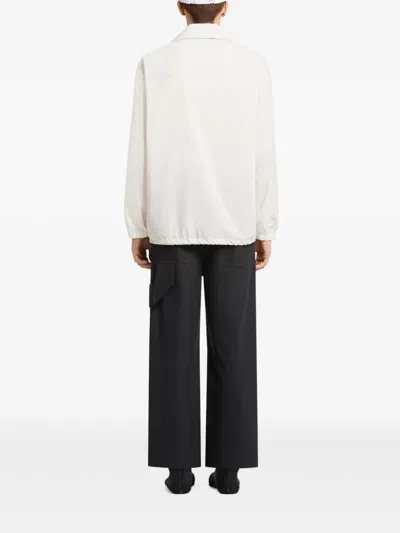 Courrèges Blazer Jacket Long Sleeves Drawstring Hem Pockets In White