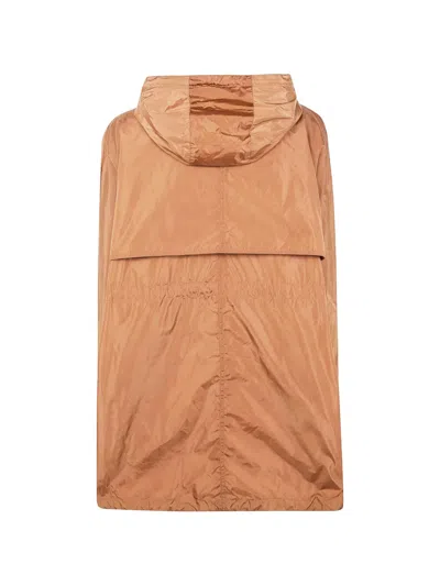 Semicouture Hooded Longline Parka Jacket Drawstring Hem In Brown