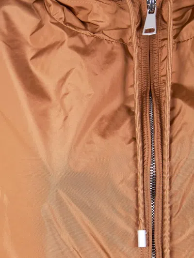 Semicouture Hooded Longline Parka Jacket Drawstring Hem In Brown