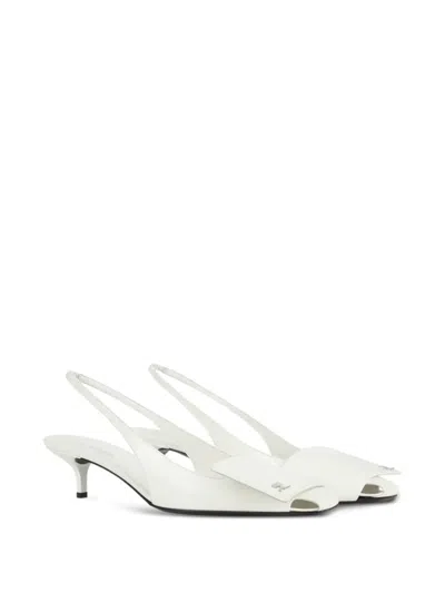 Courrèges White Fold Iced Leather Slingback Heels In White