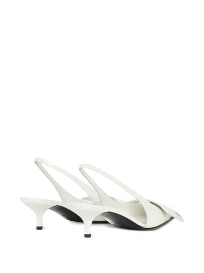 Courrèges White Fold Iced Leather Slingback Heels In White