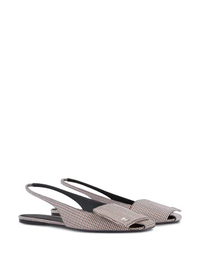 Courrèges Houndstooth Slingback Flat In Neutral