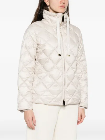 Max Mara Quilted Water-repellent Canvas Padded Jacket In Brown