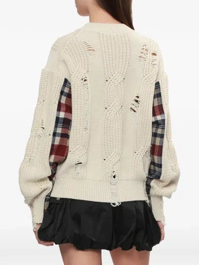 Bapy By *a Bathing Ape® Distressed Check-pattern Sweater In Neutral