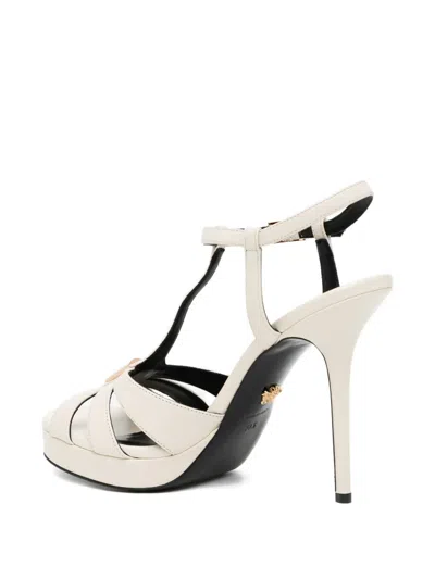 Versace Triangle Strap Sandals In Neutral