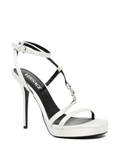 Versace Chain Strap Sandals In White