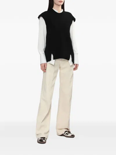 Helmut Lang Split Wool Vest In Black