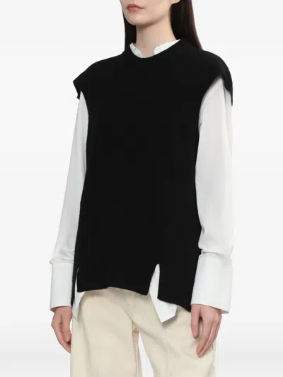 Helmut Lang Split Wool Vest In Black