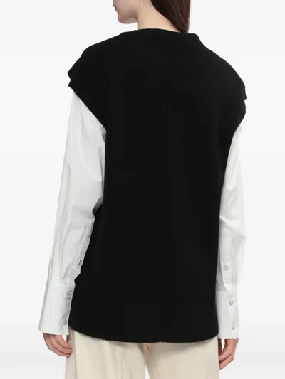 Helmut Lang Split Wool Vest In Black