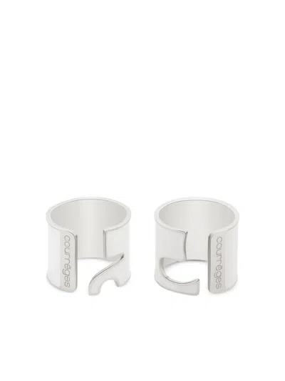 Courrèges Ac Double Rings In Silver