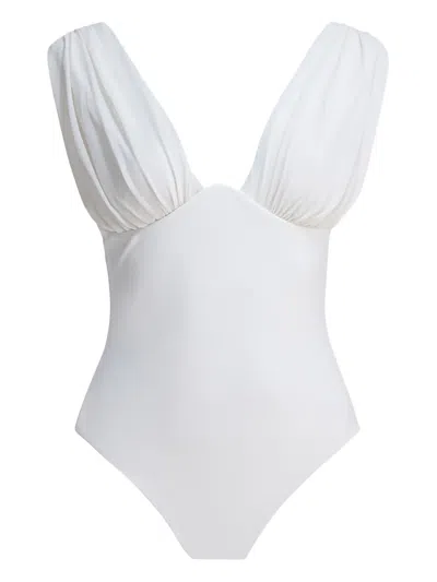 Zimmermann Awaken Gathered One-piece Swimsuit In Ivory In White