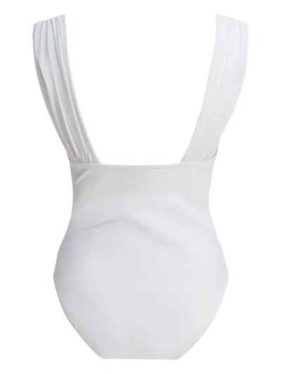 Zimmermann Awaken Gathered One-piece Swimsuit In Ivory In White