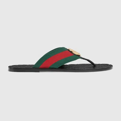 Gucci Web Stripe-embellished Flip Flops In Black