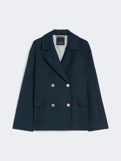 Max Mara Double-breasted Linen Jacket In Blue