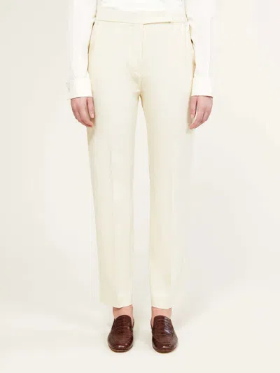 Max Mara Virgin Wool Flared Trousers In Neutral