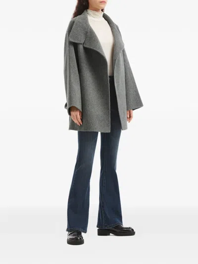 B+ab Double-breasted Belted Coat In Gray