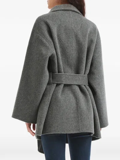 B+ab Double-breasted Belted Coat In Gray