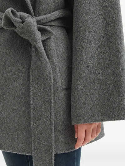 B+ab Double-breasted Belted Coat In Gray