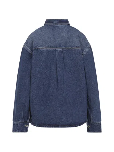 Studio Nicholson Patch Pocket Long Sleeve Collared Shirt In Blue