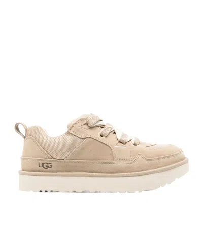 Ugg Lo Lowmel Beige Sneakers With Mesh Inserts And Logo On The Side In Suede Man In Multi