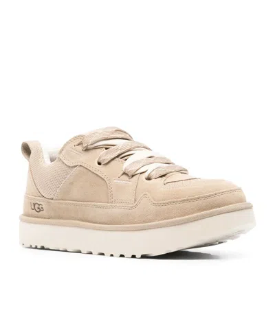 Ugg Lo Lowmel Beige Sneakers With Mesh Inserts And Logo On The Side In Suede Man In Multi