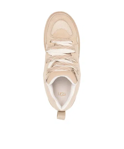 Ugg Lo Lowmel Beige Sneakers With Mesh Inserts And Logo On The Side In Suede Man In Multi