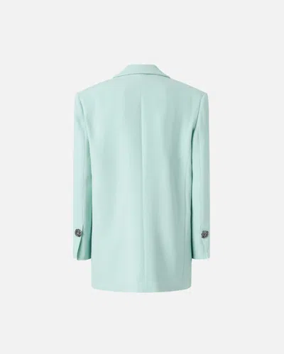 Pinko Green Solid Peak Lapel Blazer In Blue