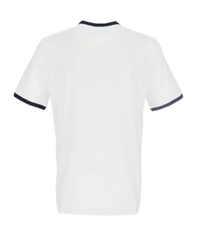 Marni Crew Neck T-shirt With Front Logo And Ribbed Accents In White