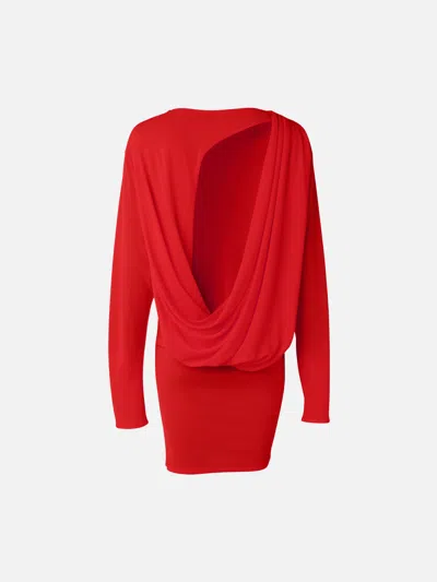 Jacquemus La Mistral Open-back Draped Dress In Red