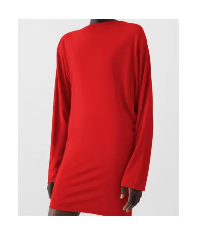 Jacquemus La Mistral Open-back Draped Dress In Red