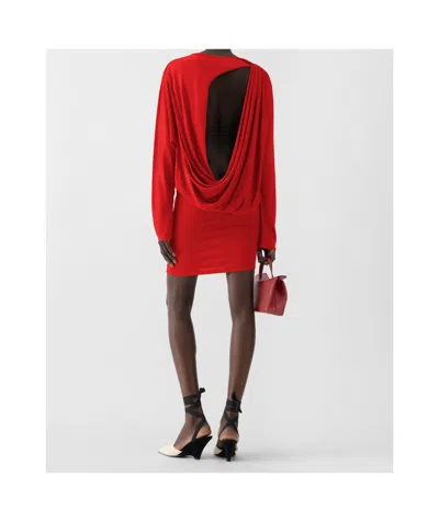 Jacquemus La Mistral Open-back Draped Dress In Red