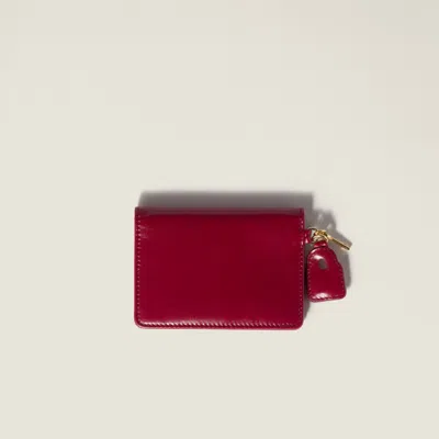 Miu Miu Leather Card Holder In Burgundy