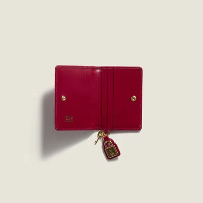 Miu Miu Leather Card Holder In Burgundy