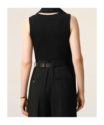 Ami Alexandre Mattiussi Sleeveless Top Asymmetric Hem Draped Detail In Black