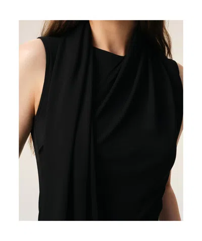 Ami Alexandre Mattiussi Sleeveless Top Asymmetric Hem Draped Detail In Black