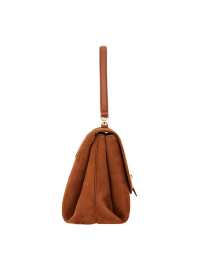 Ferragamo Suede With Gancini Hardware Shoulder Bag In Pink