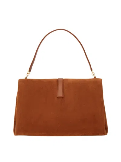 Ferragamo Suede With Gancini Hardware Shoulder Bag In Pink