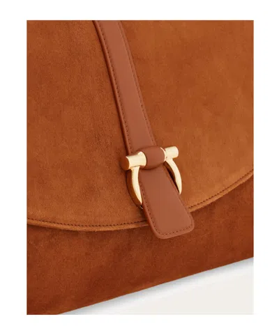 Ferragamo Suede With Gancini Hardware Shoulder Bag In Pink