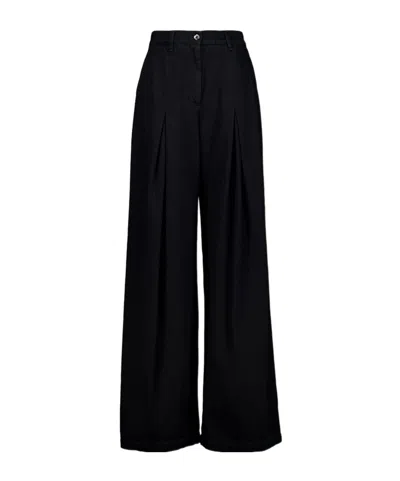 Dolce & Gabbana Women Wide-leg Cotton Jeans In Black