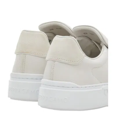 Ferragamo White Calf Leather Bos Taurus Sneakers In Gray