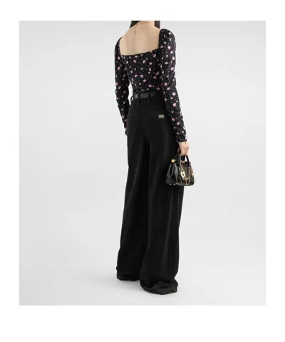 Dolce & Gabbana Women Wide-leg Cotton Jeans In Black