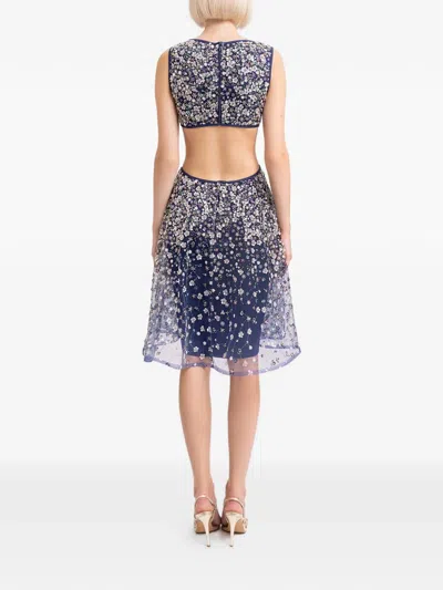 Gemy Maalouf Cut-out Beaded Dress In Blue