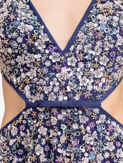 Gemy Maalouf Cut-out Beaded Dress In Blue