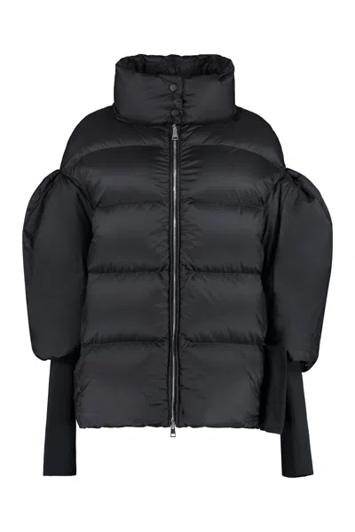 Add Puff-sleeve Quilted Puffer Jacket In Black