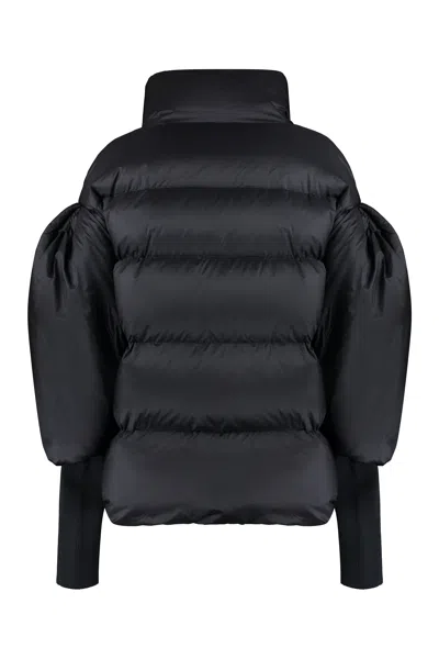 Add Puff-sleeve Quilted Puffer Jacket In Black